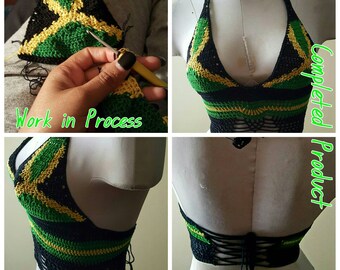 Jamician Inspired Crochet Crop Corset Top---ORDERS ONLY