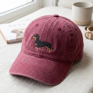 Gestickte Dackel-Baseballmütze, unauffälliger Dad-Hut, Doxie-Hund mit verstellbarem Riemen