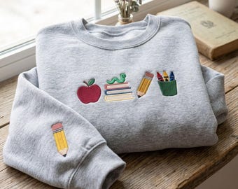 Embroidered Teacher Sweatshirt, Back To School Classroom Shirt, Education Grad Gift