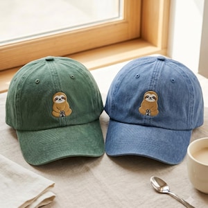 Embroidered Yoga Sloth Cap, Unisex Hat