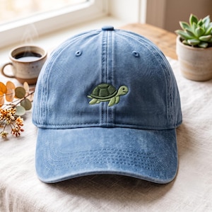 Embroidered Turtle Baseball Cap, Sea Turtle Dad Hat, Summer Beach Sunproof Unisex Headwear