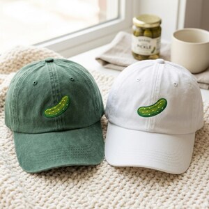 Embroidered Pickle Baseball Cap: Vintage Washed Cotton Dad Hat, Adjustable Sun Protection