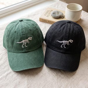 Geborduurde baseballpet dinosaurusskelet, gewassen katoenen papahoed, verstelbare zomerzonnehoed