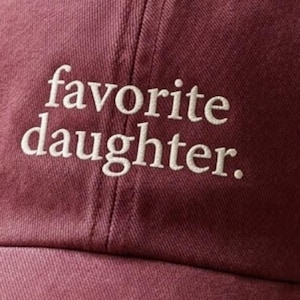 Embroidered Favorite Daughter Hat, Washed Red Cotton Baseball Cap image 2