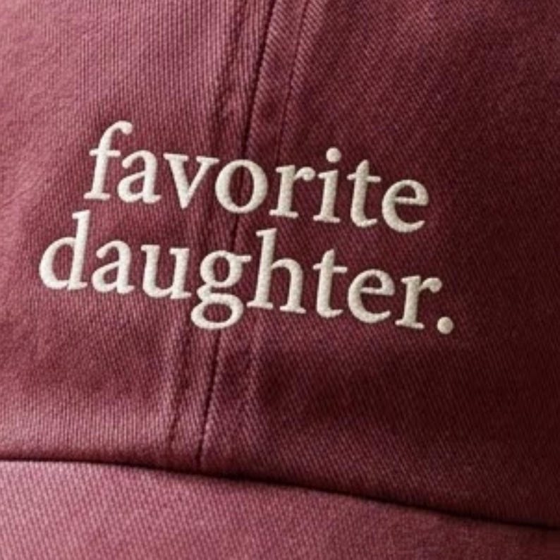 Embroidered Favorite Daughter Hat, Washed Red Cotton Baseball Cap image 2