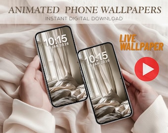 Fondo de pantalla animado acogedor para iPhone / Pantalla de bloqueo animada neutra (MP4 + PNG)