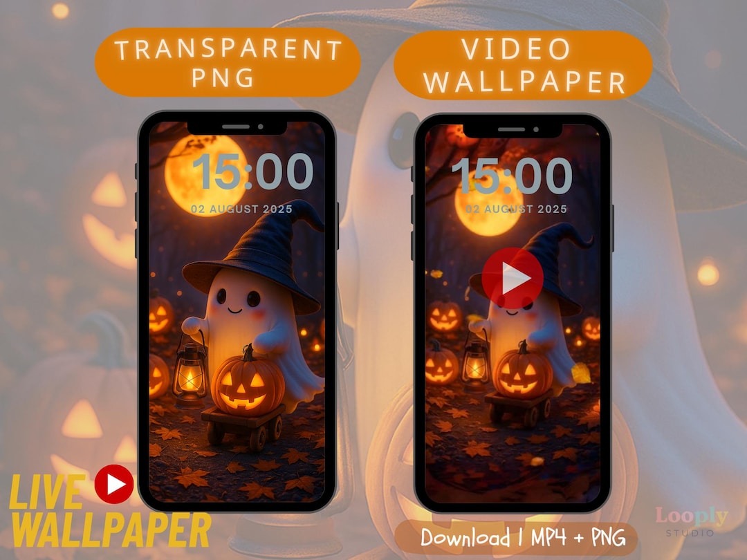 Halloween Ghost Live Wallpaper | Cute Pumpkin Lantern Animated