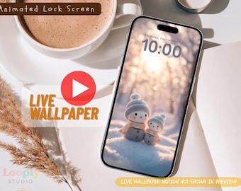 Fondo de pantalla animado para iPhone: Muñeco de nieve navideño / Fondo de pantalla navideño para teléfono (MP4, PNG)