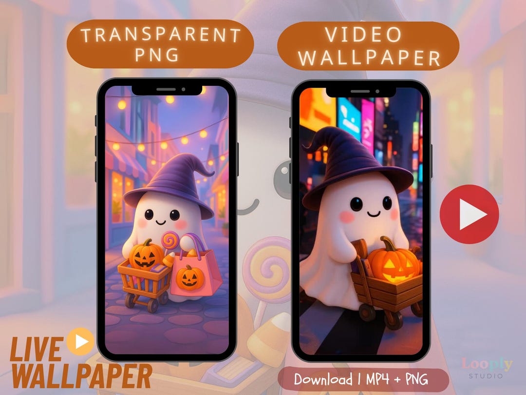 Ghost Halloween Live Wallpaper | Animated Phone Background (MP4 & PNG