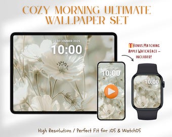 Fondo de pantalla floral rosa para iPhone / Pantalla de bloqueo animada y acogedora (descarga digital)