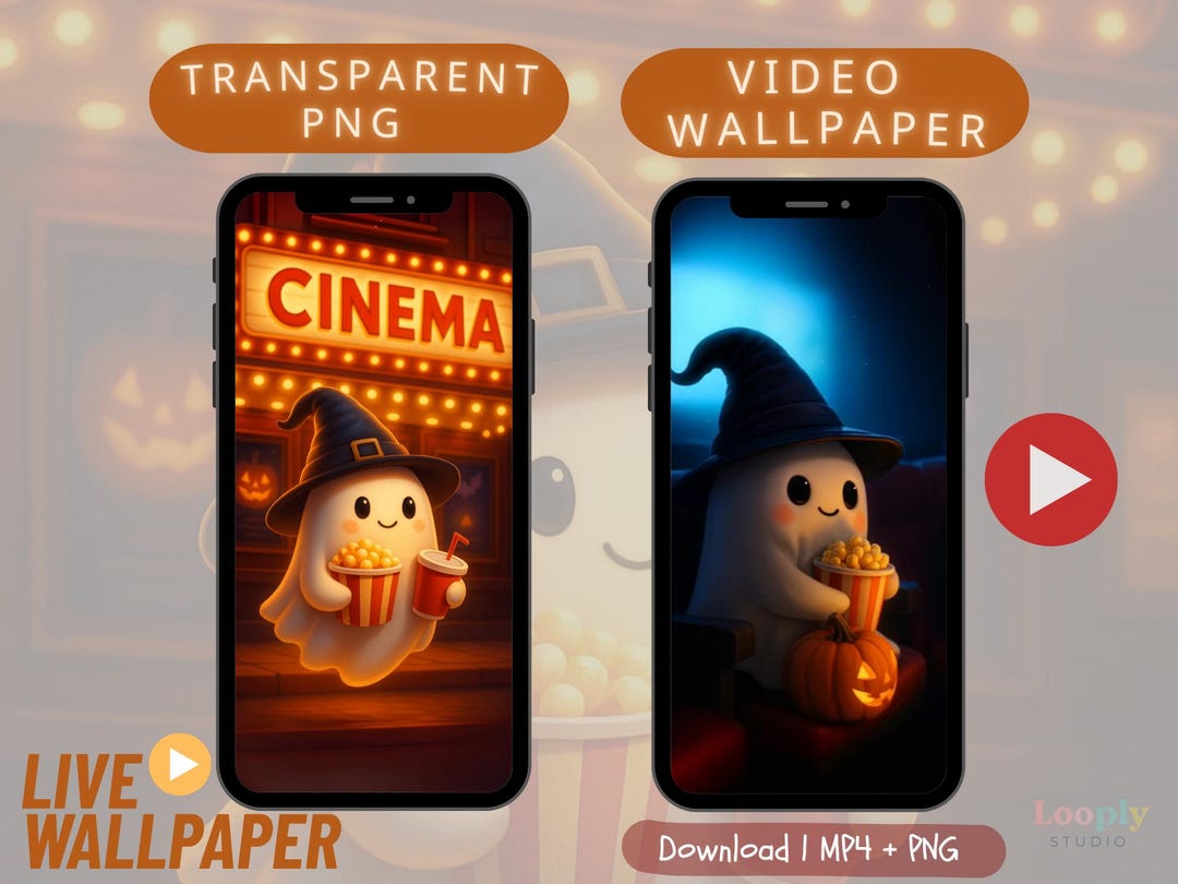 Ghost Halloween Live Wallpaper | Animated Iphone, Android (MP4 + PNG - Etsy