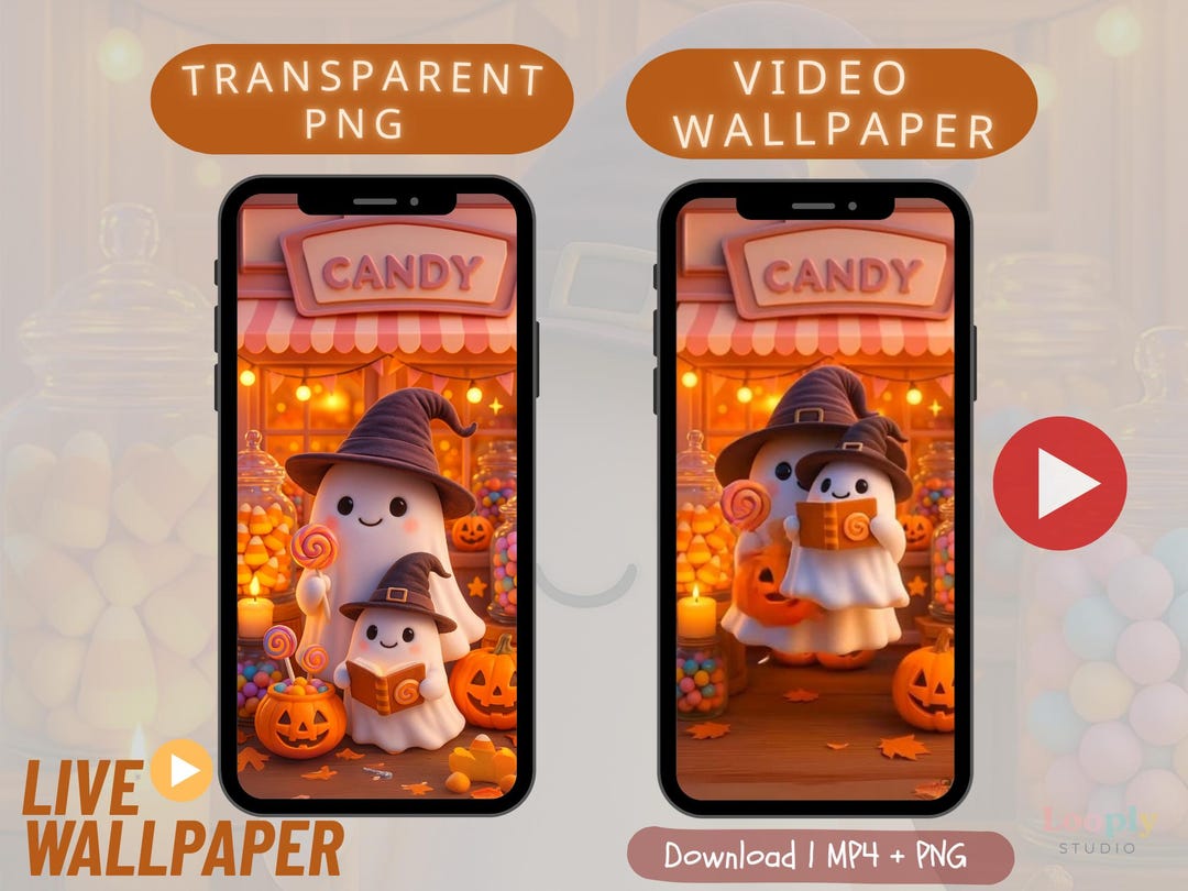 Halloween Ghost Live Wallpaper | Cute Pumpkin Lantern Animated