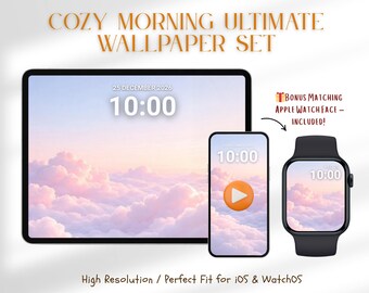 Fondo de pantalla de nubes acogedoras para iPhone, iPad y Apple Watch (descarga digital)