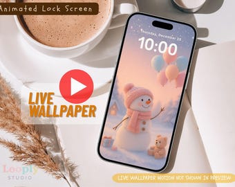 Fondo de pantalla animado de muñeco de nieve navideño: Fondo de pantalla animado para teléfono (MP4, PNG)