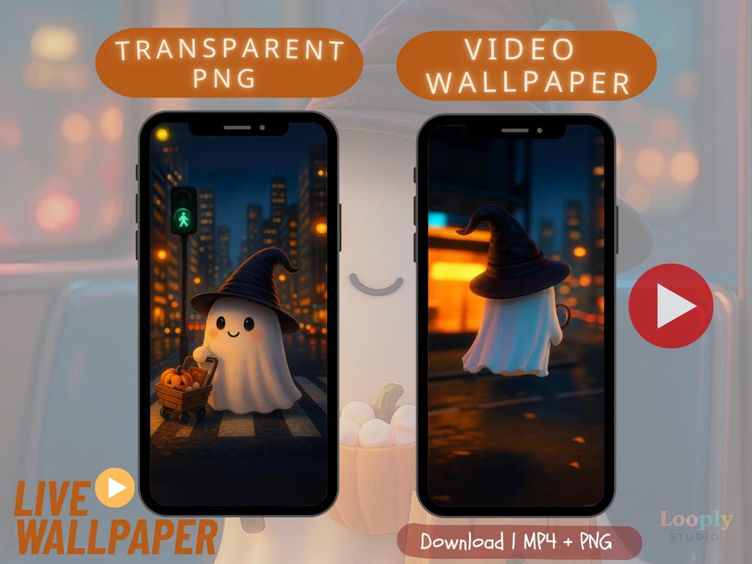 Cute Halloween Witch Ghost Live Wallpaper | Animated iPhone Background