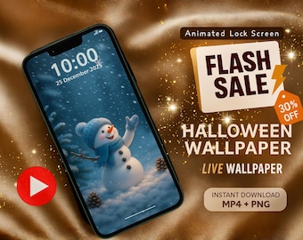 Fondo de pantalla animado de muñeco de nieve navideño: Fondo de pantalla animado para teléfono (MP4, PNG)