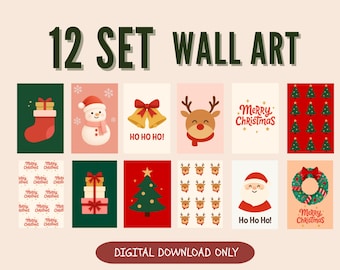 Láminas navideñas retro para pared: Decoración navideña escandinava (Descarga digital)