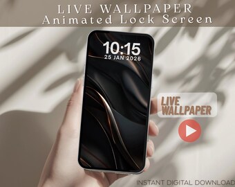 Fondo de pantalla animado para iPhone: Pantalla de bloqueo animada en negro y dorado (MP4 PNG)