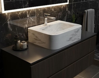 Custom Carrara Marble Bathroom Sink: Modern Vanity Wash Basin