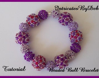 Tutorial Geometric Beaded Ball Bracelet with Seed Beads - Jewelry Beading Pattern, Beadweaving Instructions, PDF, Do It Yourself, How To