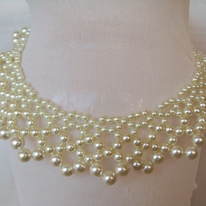 Bead Netting Graduated Pearl Collar Necklace Pattern:  Beadweaving Tutorial (PDF download)