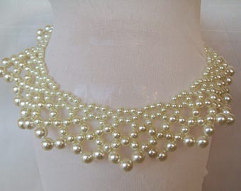 Bead Netting Graduated Pearl Collar Necklace Pattern:  Beadweaving Tutorial (PDF download)