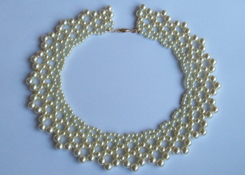 Tutorial Bead Netting Graduated Collar Necklace With Pearls Etsy