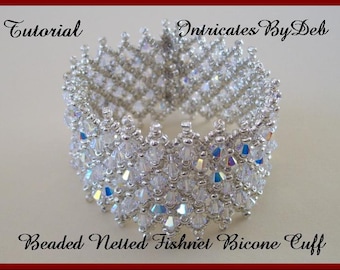 Beaded Crystal Bicone Cuff Bracelet Tutorial: Bead Netting Pattern (PDF download)