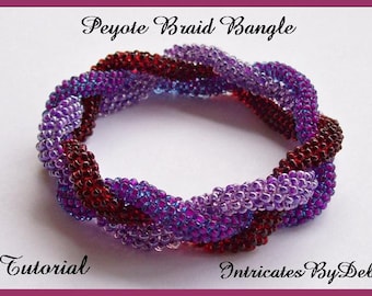 Tutorial Beaded Peyote Braid Bangle Bracelet - Jewelry Beading Pattern, Beadweaving Instructions, PDF, Do It Yourself, Download