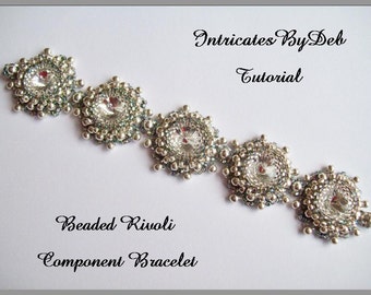 PDF Tutorial Beaded Rivoli Motif Bracelet - Jewelry Beading Pattern, Beadweaving Instructions, Do It Yourself, How To