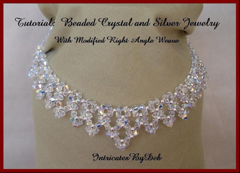 Tutorial Beaded Modified Right Angle Weave Drop Necklace, Earrings & Bracelet Jewelry in Crystal and Silver Bicone Beading Pattern image 1