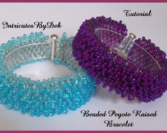 Tutorial Bead Peyote Raised Bracelet  - Jewelry Beading Pattern, Beadweaving Instructions, PDF, Do It Yourself, How To