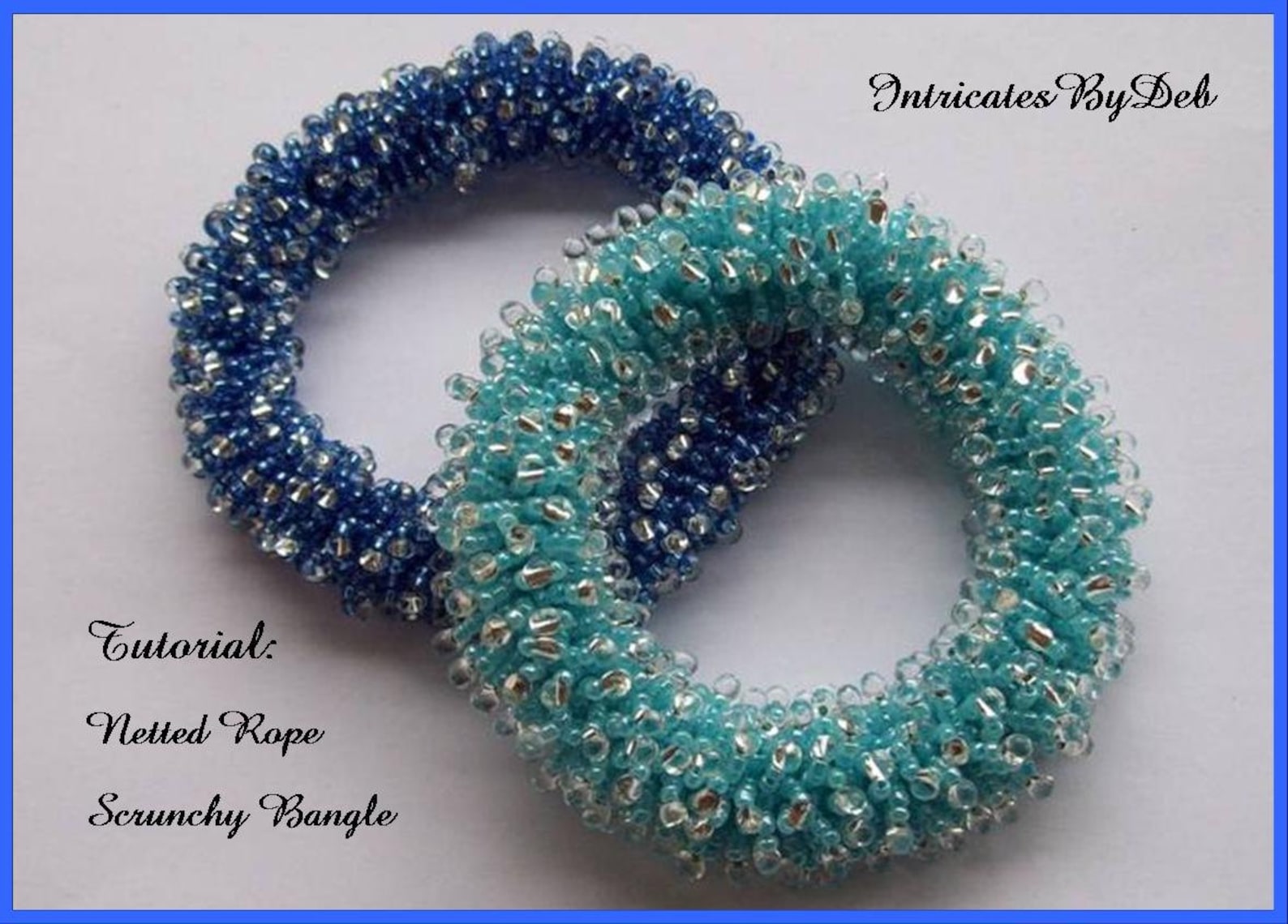 Tutorial Beaded Netted Rope Scrunchy Bangle Bracelet Jewelry Beading Pattern, Beadweaving