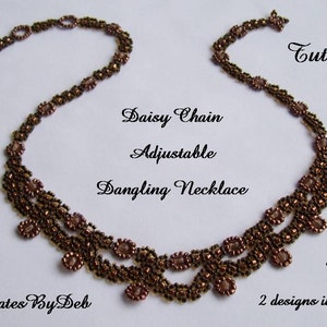 Tutorial Daisy Chain Adjustable Dangling Necklace - Seed Bead Jewelry Beading Pattern, Beadweaving Instructions, PDF, Do It Yourself, How To