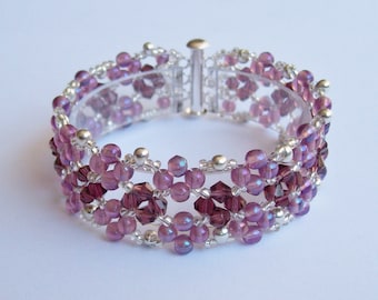 Beaded Clover Bracelet Tutorial: Right Angle Weave Jewelry Pattern (PDF download)