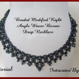 Tutorial Beaded Modified Right Angle Weave Bicone Drop Necklace - Jewelry Beading Pattern, Beadweaving Instructions, PDF, Do It Yourself