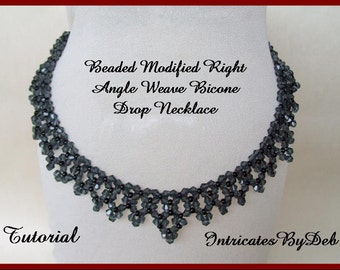 Tutorial Beaded Modified Right Angle Weave Bicone Drop Necklace - Jewelry Beading Pattern, Beadweaving Instructions, PDF, Do It Yourself