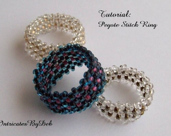 PDF Tutorial for Beaded Peyote Ring - Seed Bead Jewelry Beading Pattern, Beadweaving Instructions, Instant Download, Do It Yourself, How To