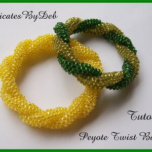 Tutorial Beaded Peyote Twist Bangle Bracelet - Jewelry Beading Pattern, Beadweaving Instructions, PDF, Do It Yourself, How To