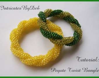 Tutorial Beaded Peyote Twist Bangle Bracelet - Jewelry Beading Pattern, Beadweaving Instructions, PDF, Do It Yourself, How To