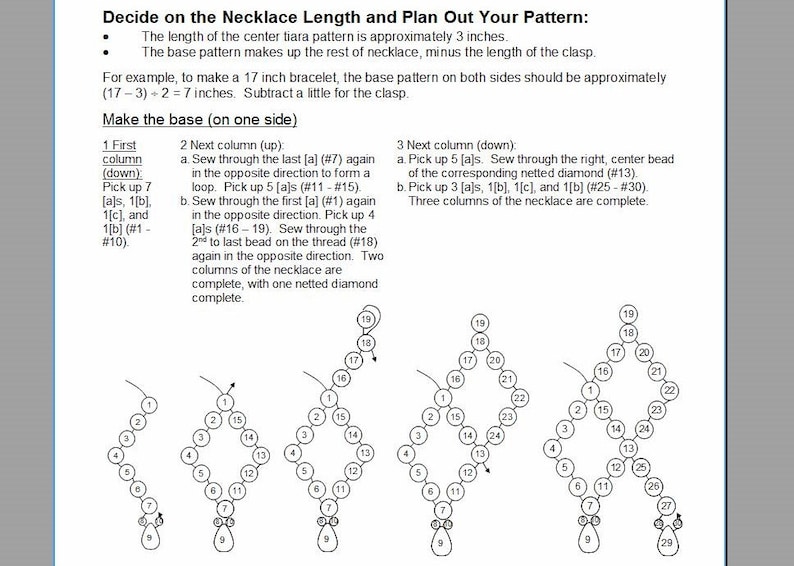 Tutorial Bead Pattern Netted Crystal Bicone Tiara Necklace Jewelry Beading, Beadweaving Instructions, PDF, Do It Yourself, How To image 3