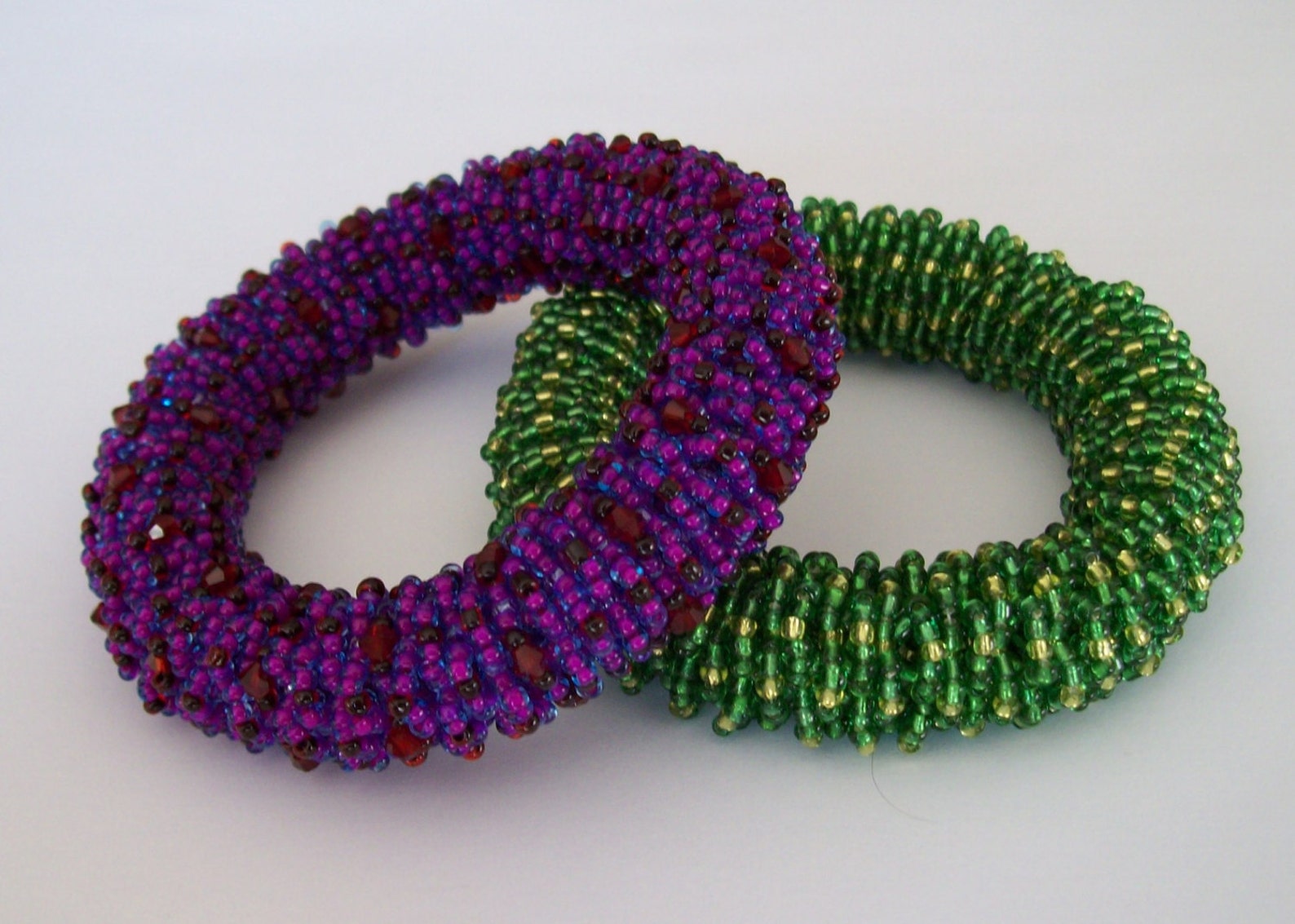 Tutorial Beaded Netted Rope Scrunchy Bangle Bracelet Jewelry Beading