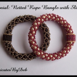 Tutorial Bead Netting Rope Slider Bangle Bracelet - Jewelry Beading Pattern, Beadweaving Instructions, PDF, Do It Yourself, How To