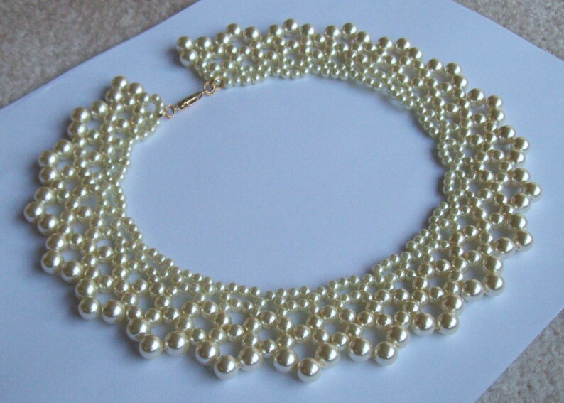 Tutorial Bead Netting Graduated Collar Necklace With Pearls - Etsy