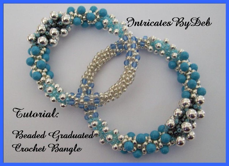 Tutorial Beaded Crochet Graduated Bangle Left and Right Handed DIY Instructions, Jewelry Beading Pattern, PDF, Do It Yourself, How To image 1