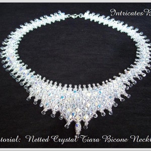 Tutorial Bead Pattern Netted Crystal Bicone Tiara Necklace Jewelry Beading, Beadweaving Instructions, PDF, Do It Yourself, How To image 1