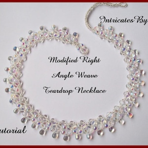 Pattern Beaded Modified Right Angle Weave Teardrop Necklace - Jewelry Beading Tutorial, Beadweaving Instructions, PDF, Do It Yourself
