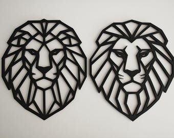 Low Poly Lion Head Wall Decoration – 3D Printed Lion Decoration Modern – Animal Head Mural Made of PLA – Low-Poly Figure