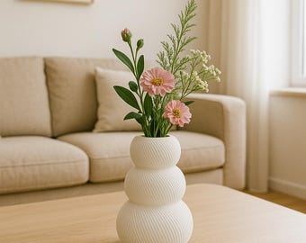 Modern 3D-printed PLA vase – minimalist design vase – handmade, sustainable, in various colors – for dried flowers