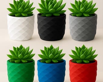 Handmade 3D-printed PLA flowerpot | Modern low-poly plant pot | Sustainable decoration | Customizable in color & size | Low-poly